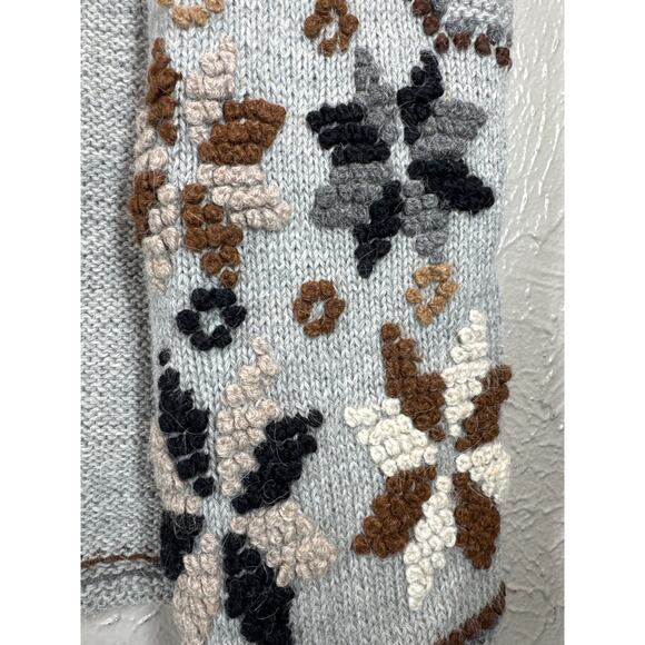 INCA Alpaca Wool Sweater Adult Open Front Sweater Vest Flowers Peru Size 6/8 - Picture 3 of 5